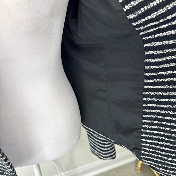 Theory Women Yasa Purpose Blazer Jacket Measures M Striped Zipper Textured Black - Picture 8 of 10